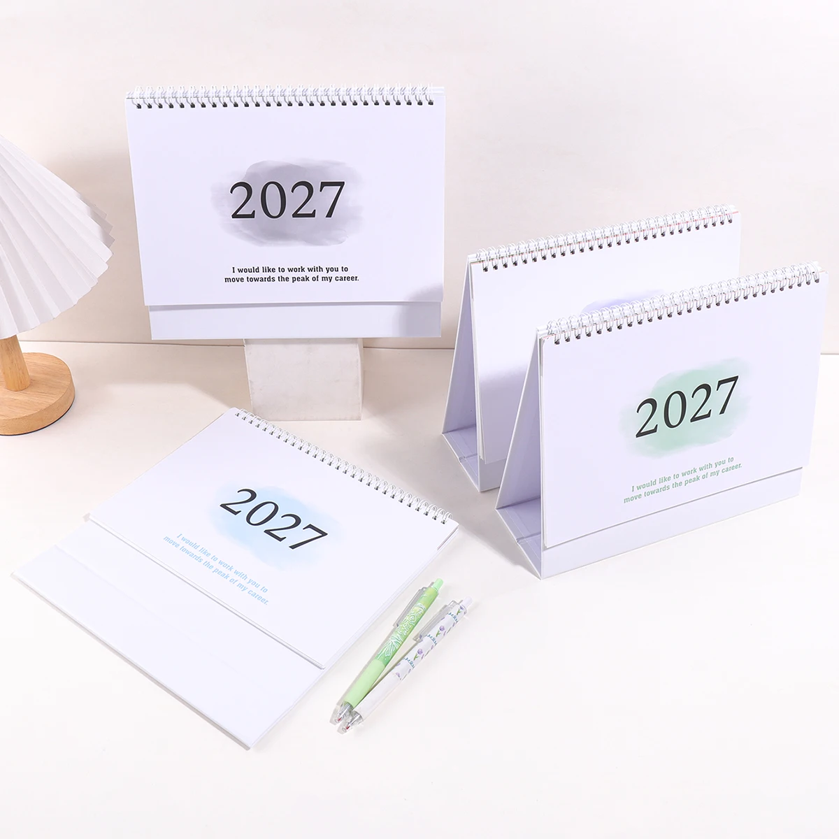 2027년 대형 사무실 책상 달력, 일일 일정, 월간 일정, 업무 계획을 위한 나선형 스탠드형 데스크탑 달력