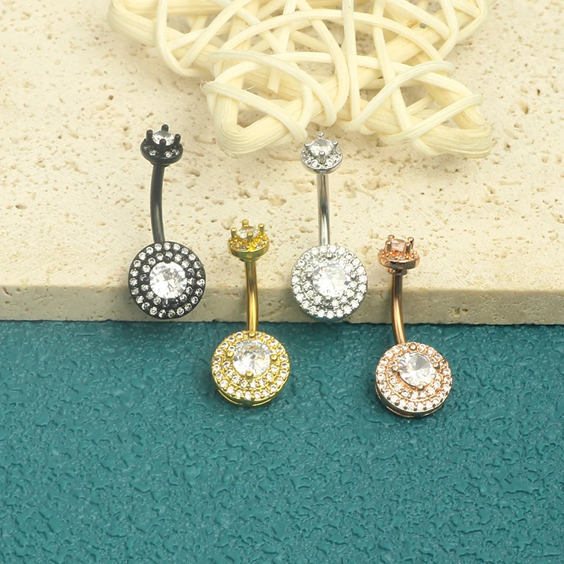 Surgical Steel AAA Crystal Belly Button Rings Zircon Heart Navel Piercing Reverse Cute Belly Button Piercing Sexy Navel Ring mix