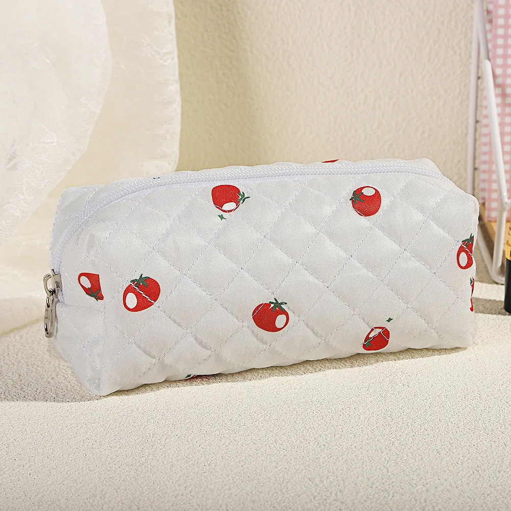 Flower Print Cosmetic Bag Travel Cosmetic Organizer Student Pen Bag Pencil Case Gift for Girls Women Makeup Handbags Organizer