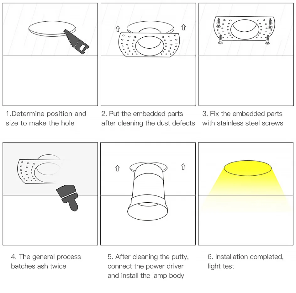 COOJUN-LED Borderless Downlight, Embutido quadro da lâmpada