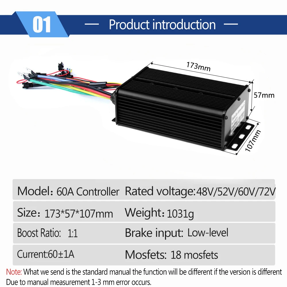 48-72V E-바이크 사인파 컨트롤러(S966-NFC 디스플레이 포함) 60A 1500W/2000W/3000W 컨트롤러 트라이 모드 E-스쿠터 개조 키트