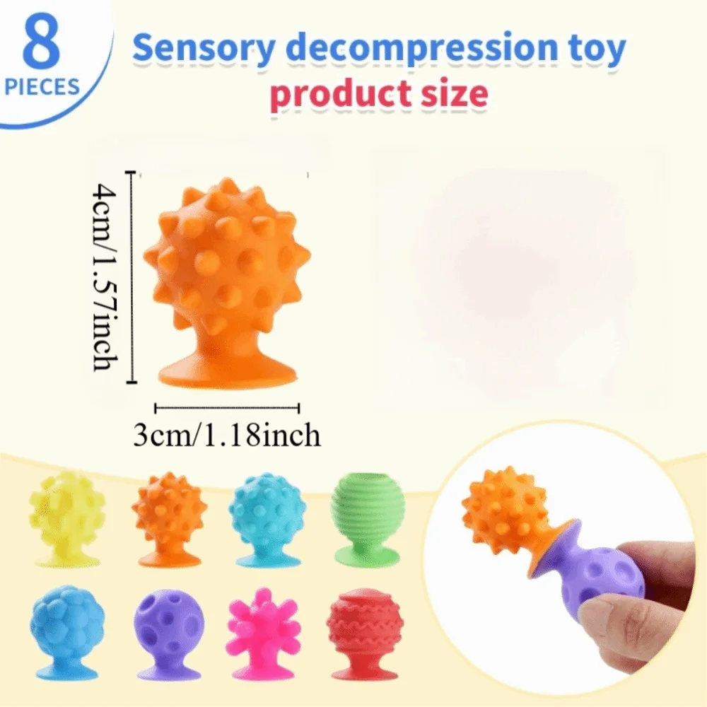Textured Soft Worry Stone Fidget Silicone Relaxing Children Sensory Stone Creative No Noise Silicone Suction Cup Children
