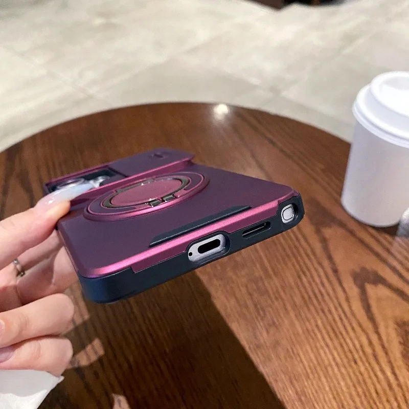 Ultimate Slide Camera Protect Armor Shockproof Phone Case with Magnetic Holder