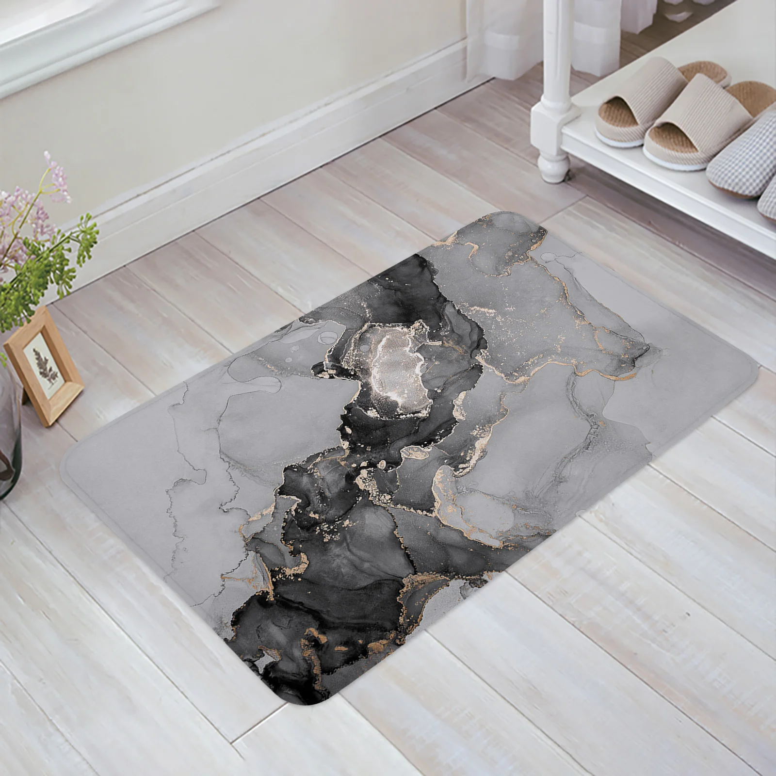 Marble Texture Ink Style Doormat Hallway Non Slip Doormat Bedroom