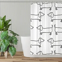 Dachshund Black White Bathroom Shower Curtains Dog Waterproof Partition Curtain Designed Home Decor Accessories 2