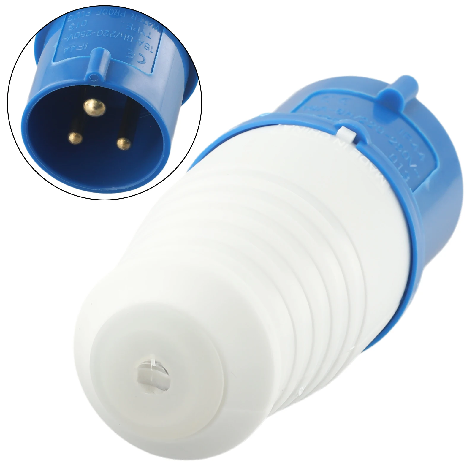 Adapter Connection Plug 16A 240v ABS+Metal Blue And White Direct Mount IP44 Mains Plug For Most Automotive New