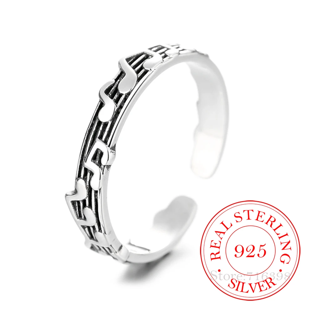 925 Sterling Silver Vintage Note Music Finger Rings for Women Money 925 Wedding Party Jewelry Gift silver ring wedding rings silver rings