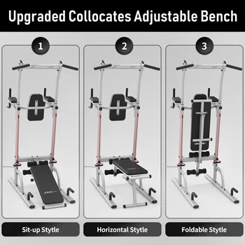 leikefitness Multifunction Power Tower Exercise Equipment,Pull Up Dip Station,Height Adjustable for Home Gym Strength Training F 4