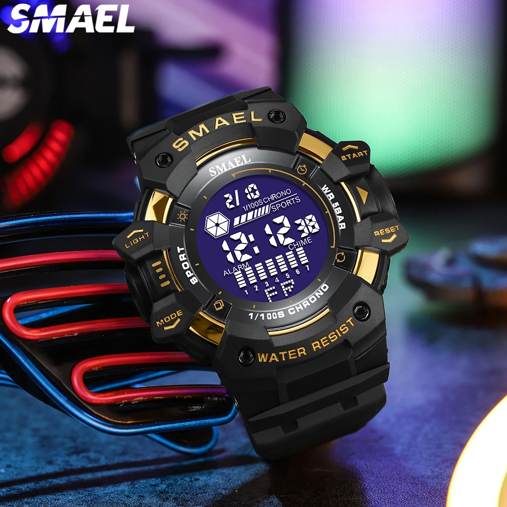 SMAEL 8050 digital large dial personalized trend sports multifunctional luminous 50 meter waterproof men's watch 5