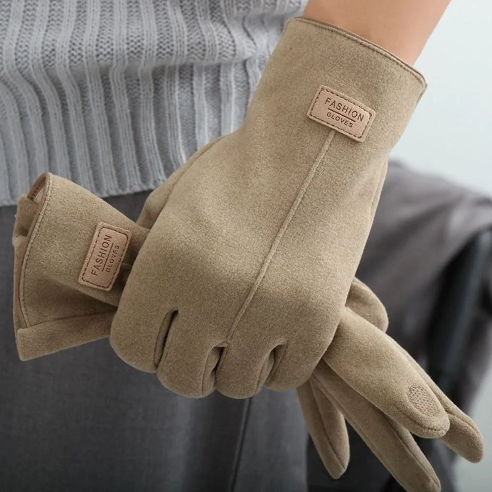 

Touch Screen Men's Gloves Fashion Soild Color Velvet Inside Warm Gloves Thickened Keep Warm Winter Gloves Cycling