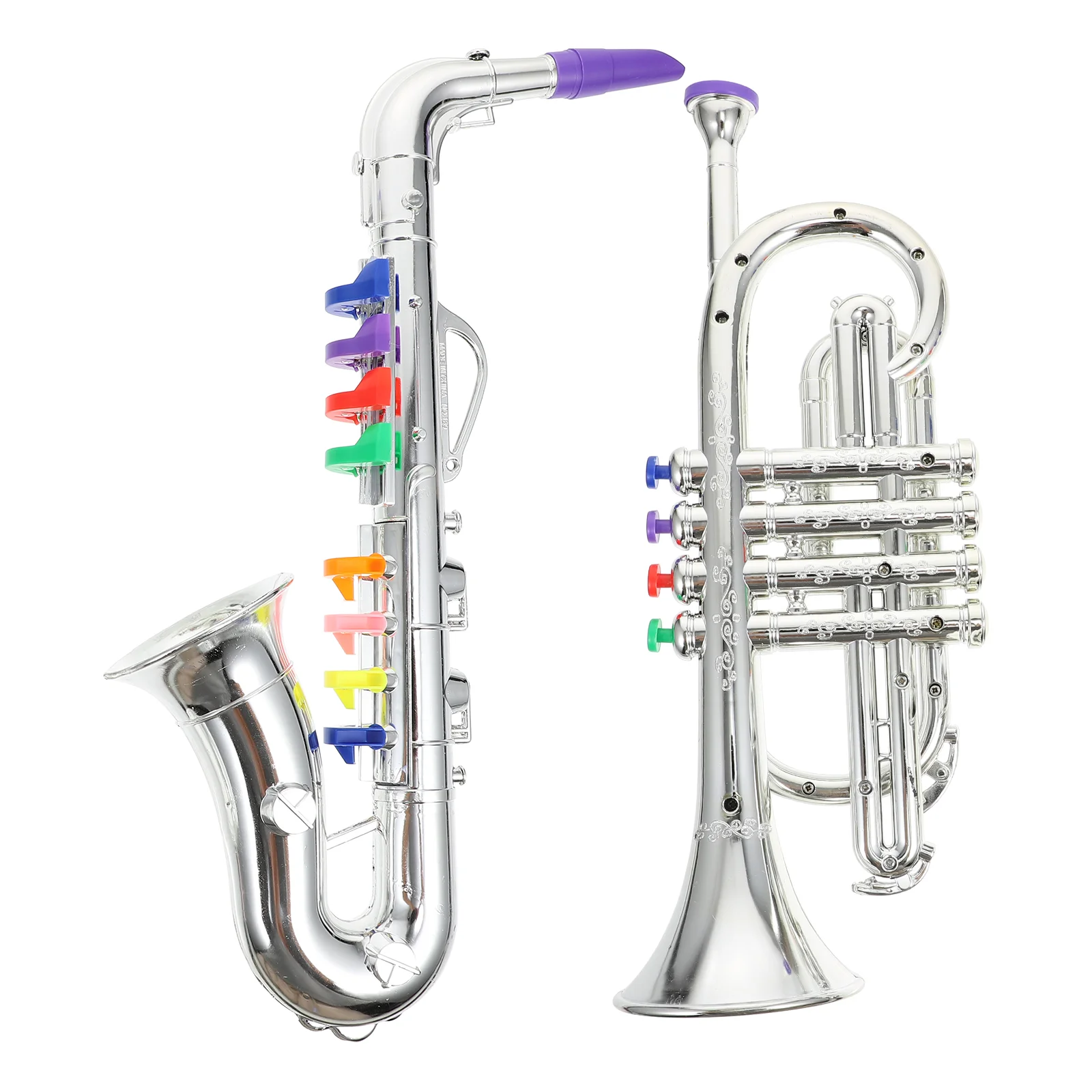 

2 Pcs Simulated Musical Instrument Model Mini Instruments Imitation Kids Toddler Trumpet Plastic Metal