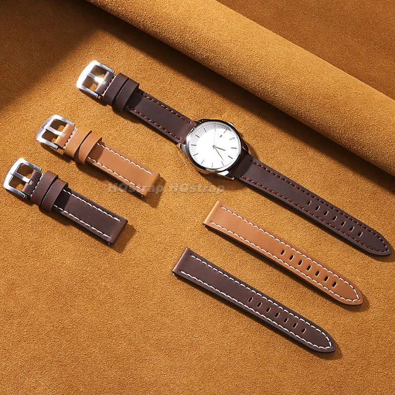 Retro Calfskin Leather Sport Quick Release Bracelet Strap - Multiple Sizes Available