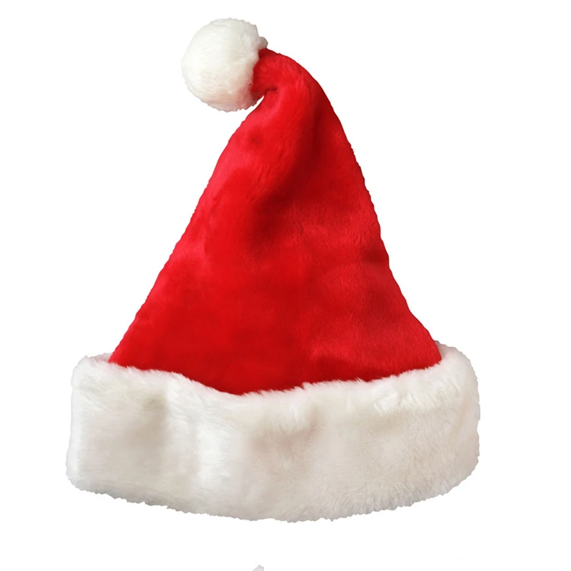 Description Picture 6 of itemChristmas Santa Hat Xmas Long Plush Holiday Red Hat For Adults And Kids Unisex 2023 New Year Festive Party Supplies