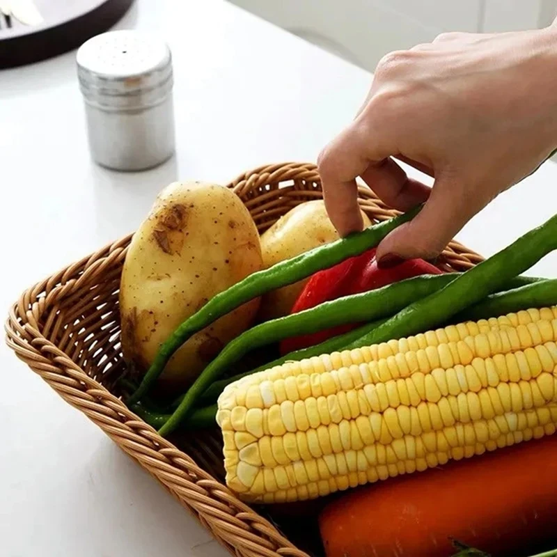 Handmade Rattans Work Storage Trays Fruit Vegetables Bread Baskets Restaurant Serving Tabletop Display Baskets