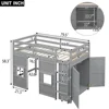 Twin Size Loft Bed with Wardrobe Storage & 2 Windows Solid Wood Frame Guardrail Modern Design High Load Capacity Easy Assembly 2