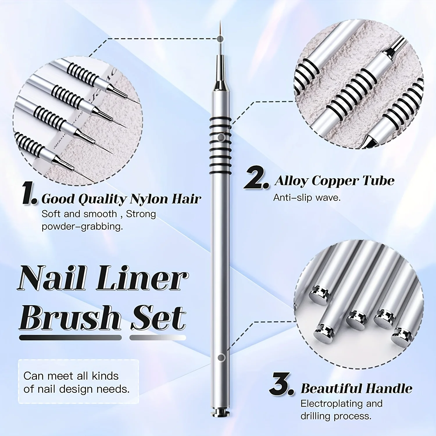 Nail Art Brush 6pcs Nail Art Liner Brushes Set Design Brush Striping Thin Long Lines Dotting Drawing Pen UV Gel Polish Painting Brush