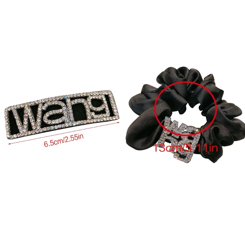

Casual Crystal Letter HairBun Scrunchies Ponytail Hair Holder Female Hair Decor DXAA