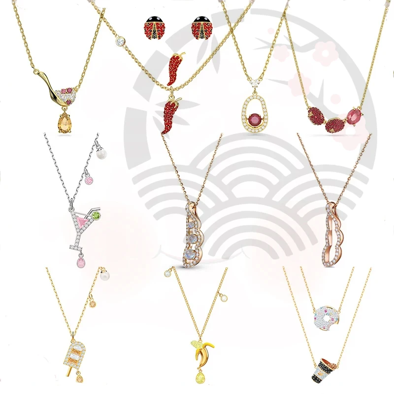 Summer Drink Cup Exquisite Red Bean Peanut Coccinella Orecchini Chili Lady Collana Party 2024 Nuovo Regalo Di Moda Spedizione Gratuita