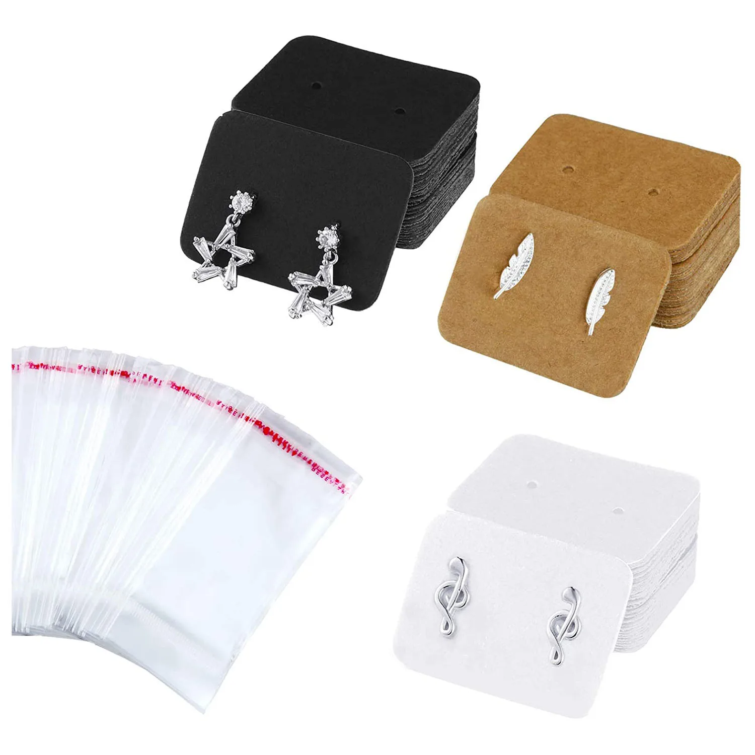 50 pcs Earring Cards Earring Display Cards with Clear Cellophane Bags Plastic Earring Storage Containers for Jewelry Display business card holder organizer name stand plastic desk shelf cards leaflet clear