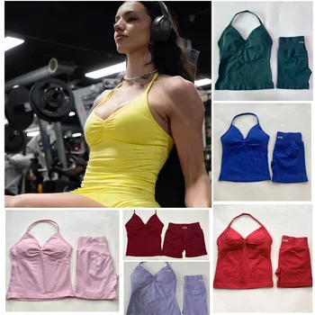 Two Pieces Women's Sports Yoga Set Empower Seamless Short Sports Top Bra Adapt Seamless Shorts Yoga Bra Set leggings Gym 1