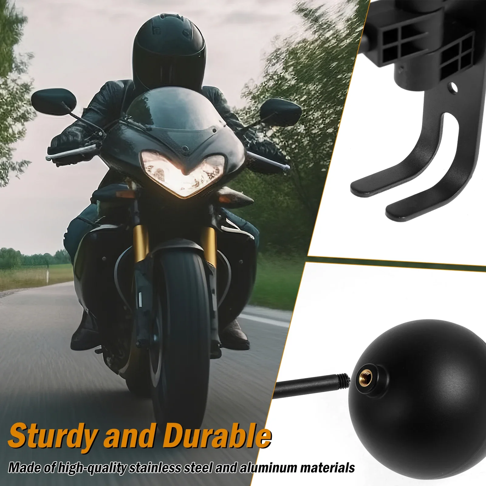 Motorcycle Helmet Holder Wall Mount Helmet Rack with Double Hook 180 Rotation Hanger Space Saving Motorcycle Racks motorcycle helmet holder