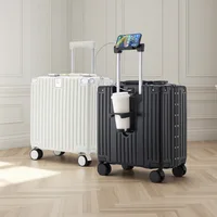 18 Inch Aluminum Frame Carry On Suitcase Lightweight Durable Rolling Luggage Travel Case New Model Boarding Password Lock