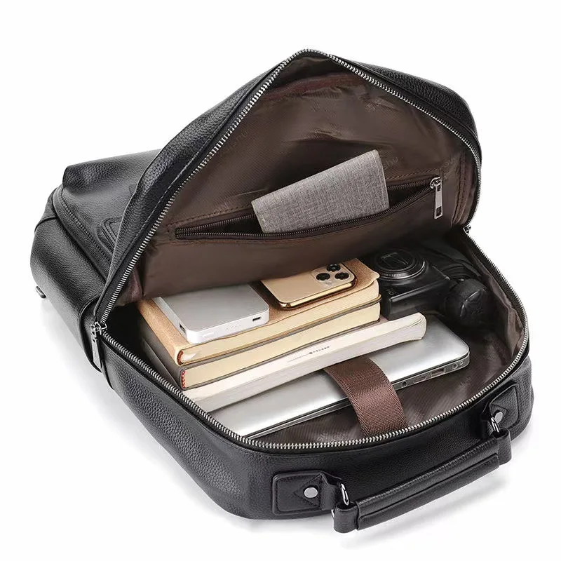 Men's retro PU backpack, fashionable college student casual laptop bag, school backpack, lightweight and comfortable