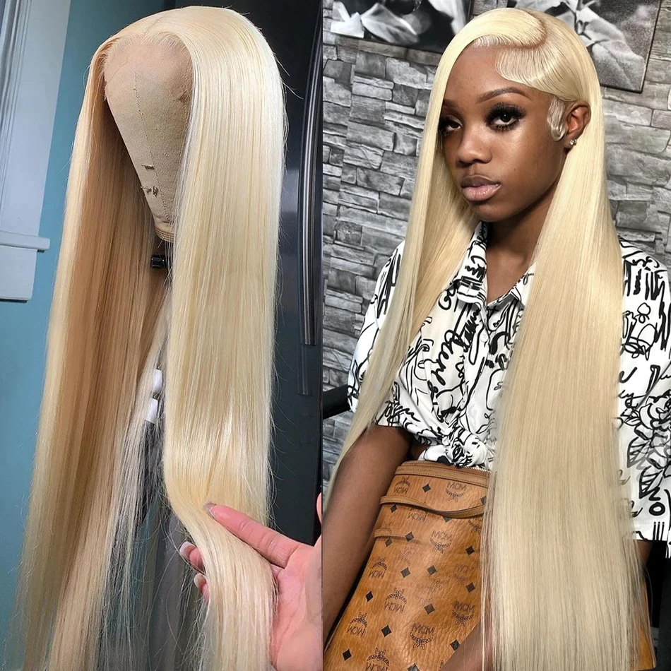 

Hot 613 Blonde Straight Lace Frontal Wig Brazilian Remy Hair For Women13x4 13x6 HD Transparent Lace Front Human Hair Wig 34 Inch