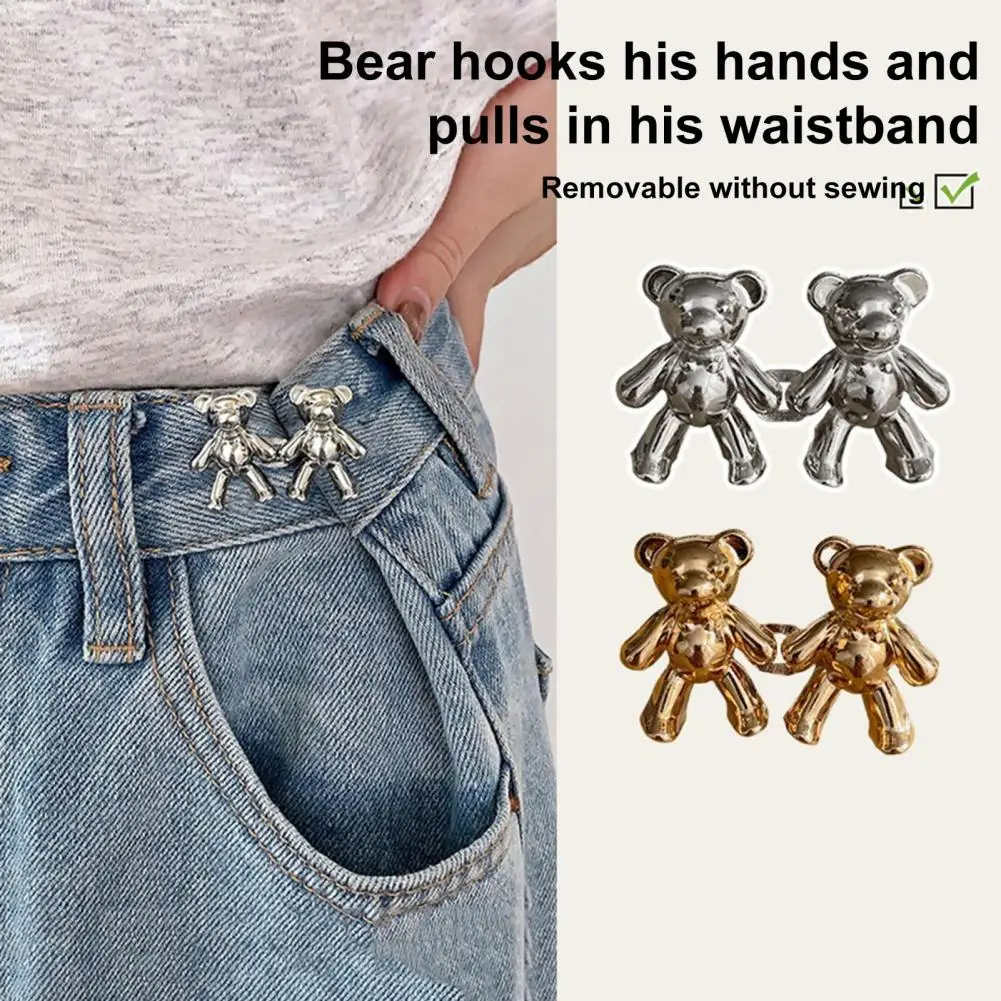 Trousers Belt Buckles Easy-to-use Belt Buckles Cartoon Bear Shape for Waist Adjustment Fixation Cute for Skirts