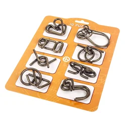 8 - Piece Metal Brain Teaser Puzzle Set - Interactive Educational Toy (Yellow2)
