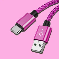 Premium USB A to Type C Nylon Fast Charging Cable - 3m (PURPLE)