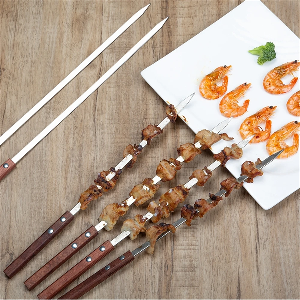 10pcs Professional 15.7inch 20inch Stainless Steel Barbeque Skewers for Kabobs