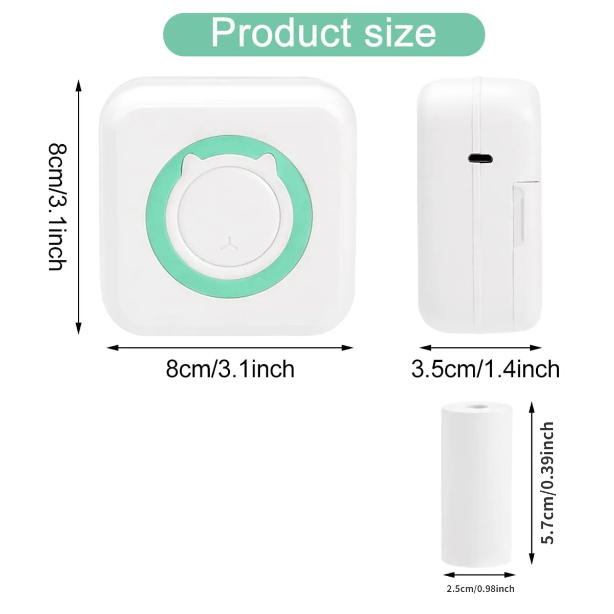 Color Photo Print Mini Printer, Can Print Labels, Photos, Images, Text, URLs, Gift Choice,57*25mm Print