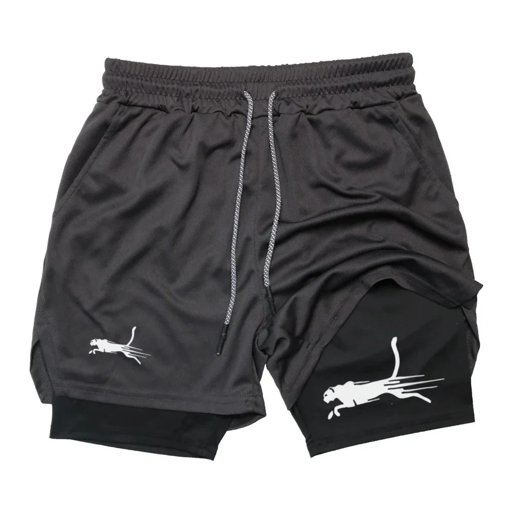 Men's Fitness Two-in-one Shorts Double-layer Beach Pants Trendy Printed Sports Shorts Outdoor Training Running M-3XL mens sports shorts