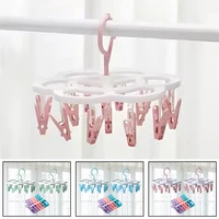 16-Clips Folding Clothes dryer Hanger Children Adults Clothes Dryer Windproof Socks Underwear Plastic Drying Rack Organizer 1