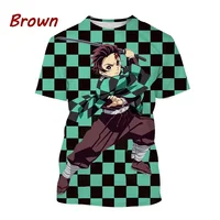 New Kamado Tanjirou Fashion Personality T-Shirt Anime Demon Slayer 3D Printing Casual Round Neck Short Sleeve 2