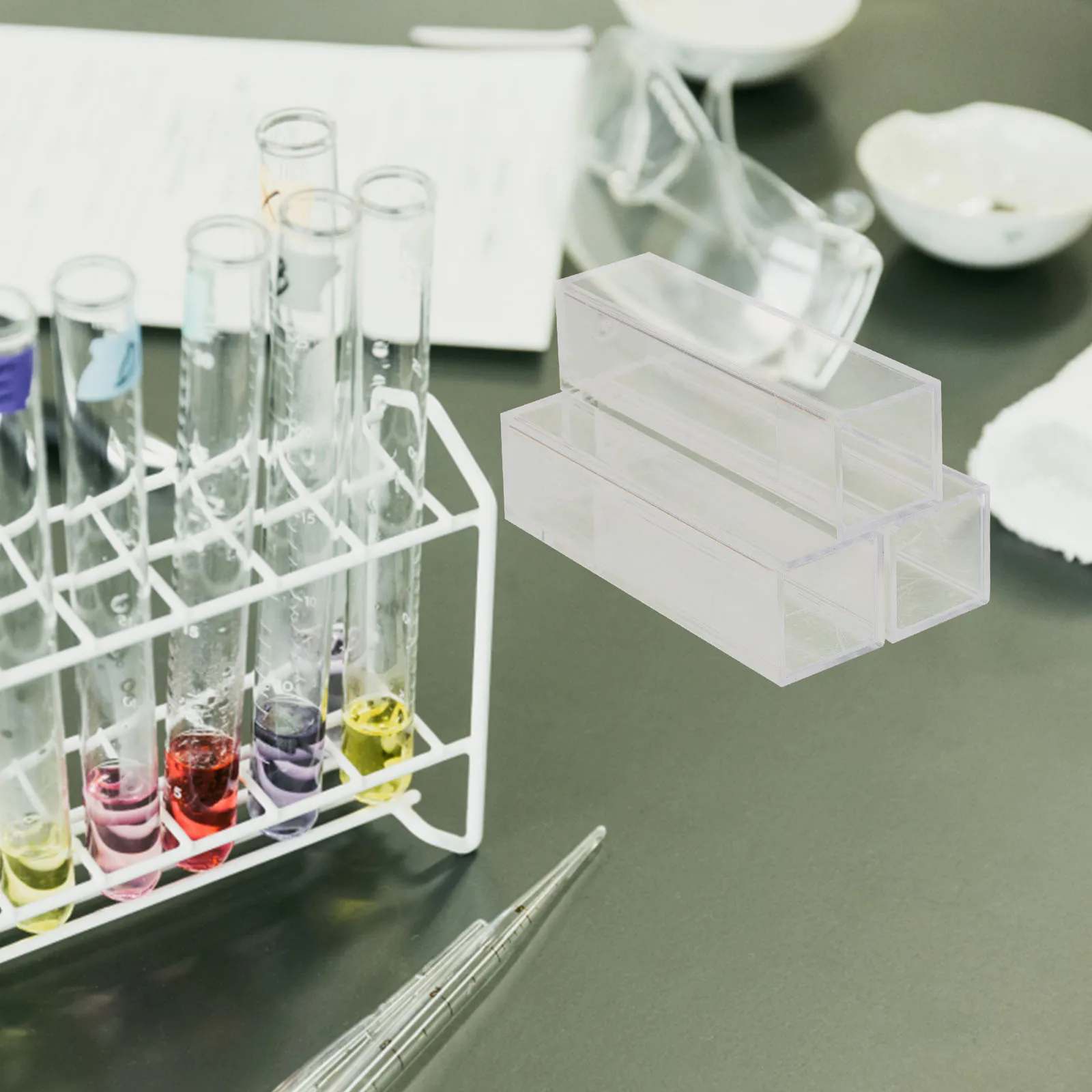 10 PCS Laboratory Cuvette Polystyrene Standard Type Disposable Arrow Mark Spectrophotometer Maximum Volume 4.5ML