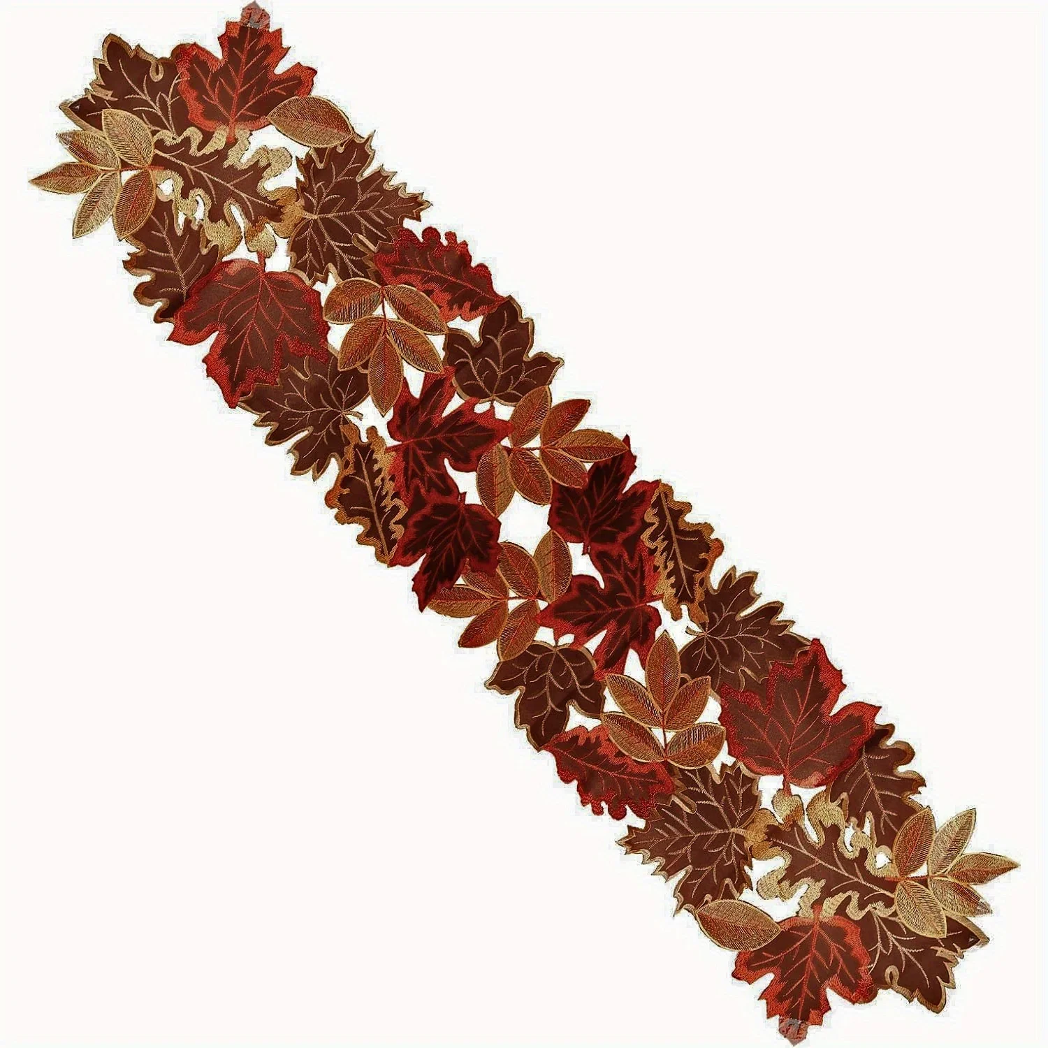 1 قطعة مفرش طاولة مطرز من أوراق القيقب الخريف ، تص...