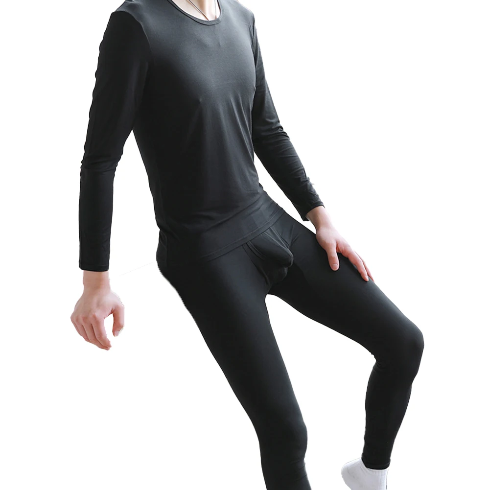 

Winter Men's Thermal Underwear Long Johns Set Modal Long Sleeve O Neck Top Bottoms Pants Sleepwear Undershirts Man Clothing