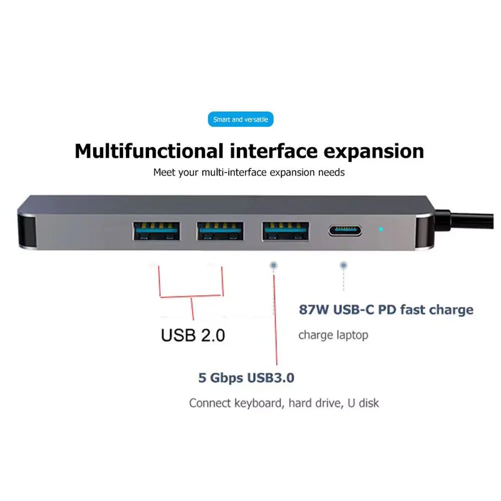 Enhanced Multi-Port USB-C Hub with 4K HDMI, Fast Charging, and USB 3.0 Connectivity