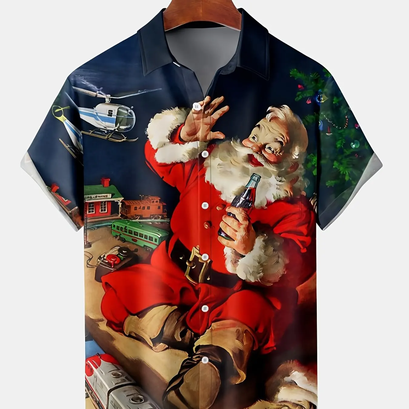 Children's Clothing Boy's Shirt Short Sleeve Blouse Cartoon Christmas Print Kawaii Kids Summer Clothes Shirts