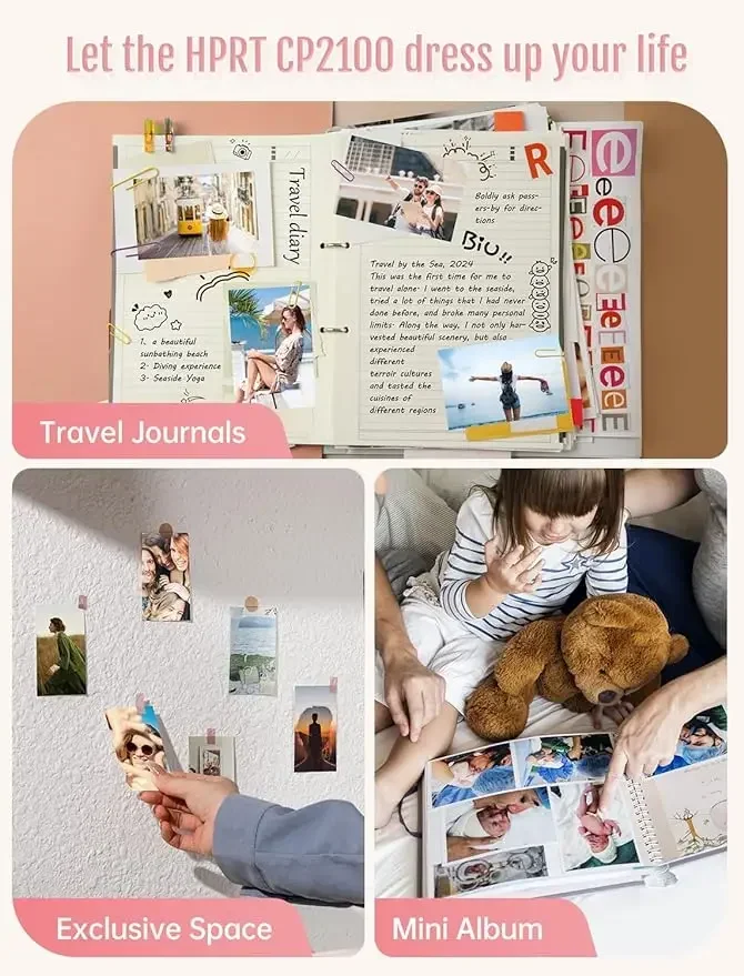 GlowMartColor Printer Phone Pocket Portable Wireless 300DPI Mini Hand Photo Printer Thermal Sticker Machine