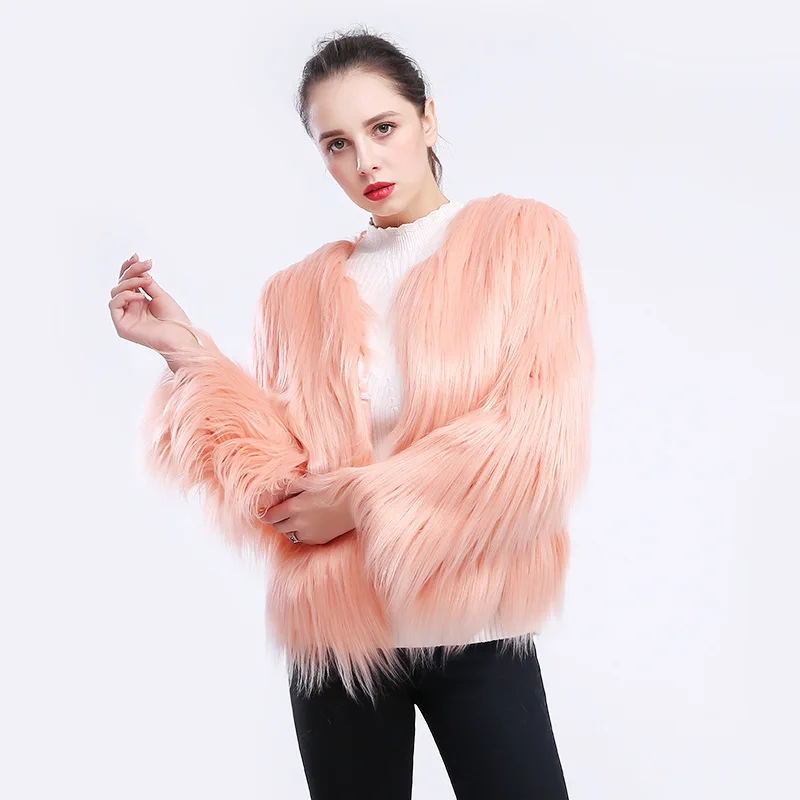 

Fur coat ladies short long sleeve plus size washed wool floating lamb coat women's clothing