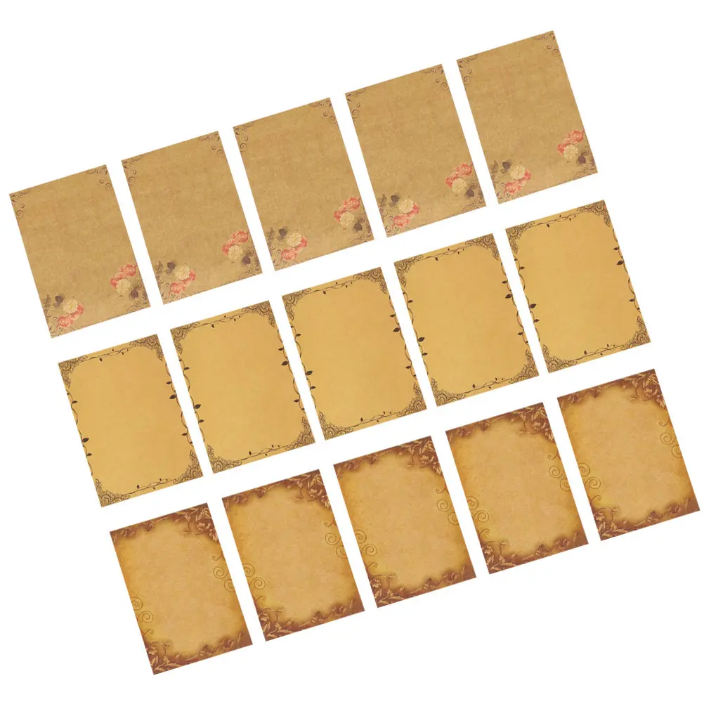 48 매 레트로 편지 용지 빈티지 크래프트 종이 유럽 스타일 레이스 필기 문구 노트 인사말 편지에 적합
