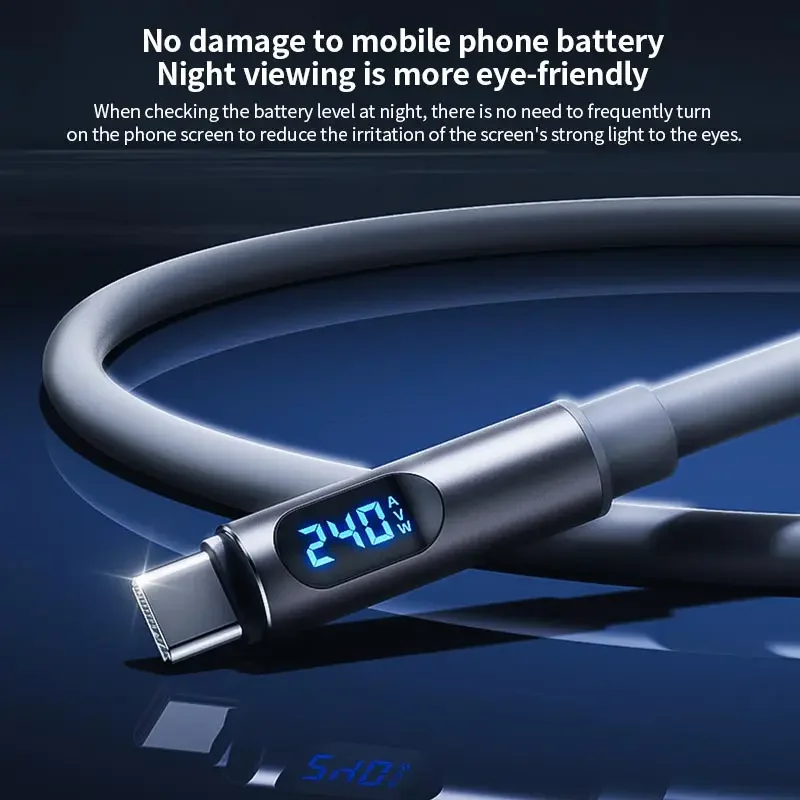 รูปสินค้า สายชาร์จ Type-C 240W พร้อมจอพลังงาน สำหรับ iPhone 15/16/17 Samsung Huawei