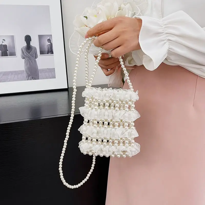 High Beauty And Temperament Fairy Pearl Beaded Crossbody Bag Women Finished Product 2023 Summer New Fashion Sweet Phone Bag Girl