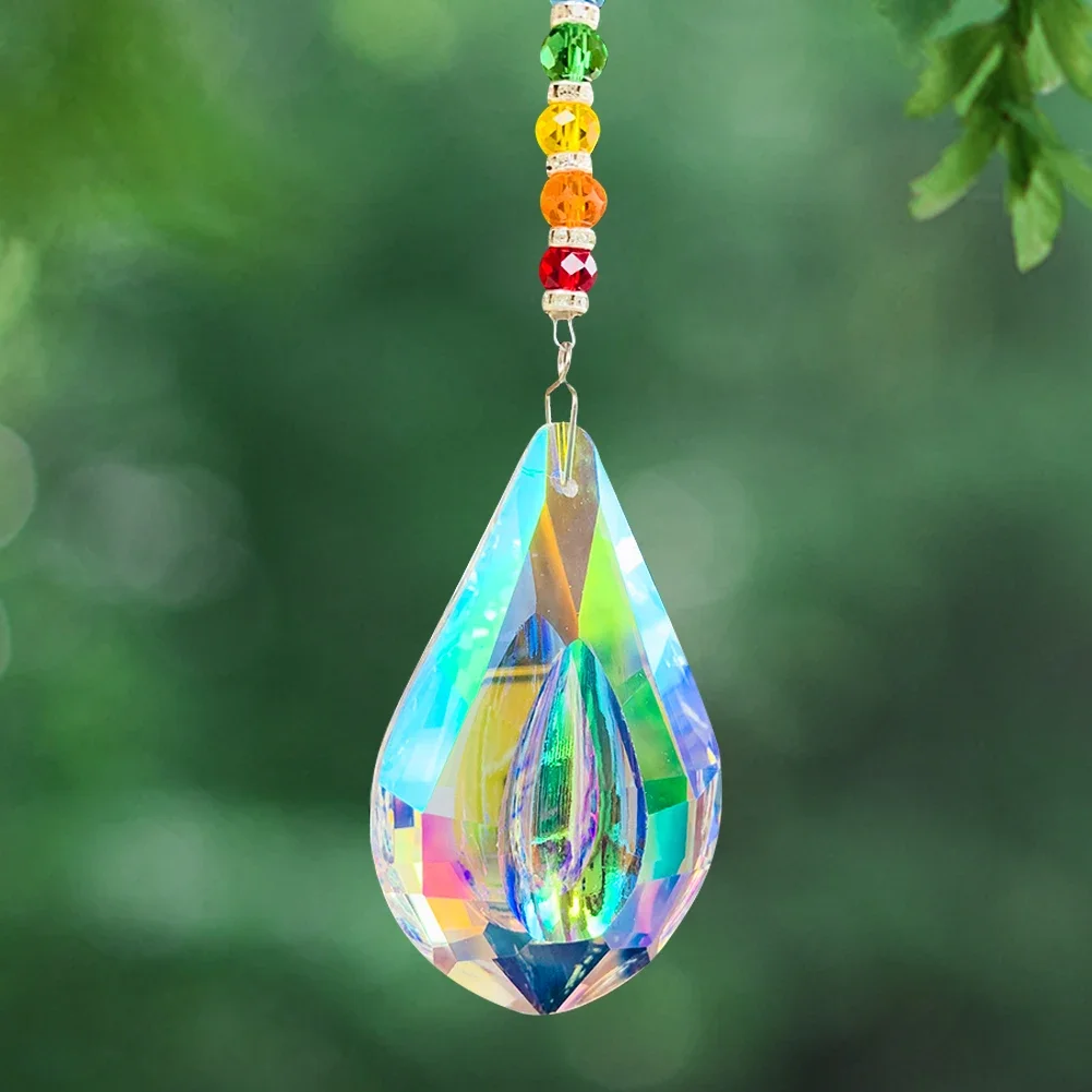 Chakra Tree of Life Sun Catcher Crystal Prism Handmade Crystal Drop Faceted Window Car Art Hanging Pendant Home Garden Decor