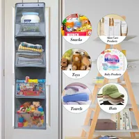 4 Layer Foldable Hanging Storage Bag Multi-functional Fabric Storage Bags for Wall-mounted Cabinet Door Bra Snacks Toys Clothes 2
