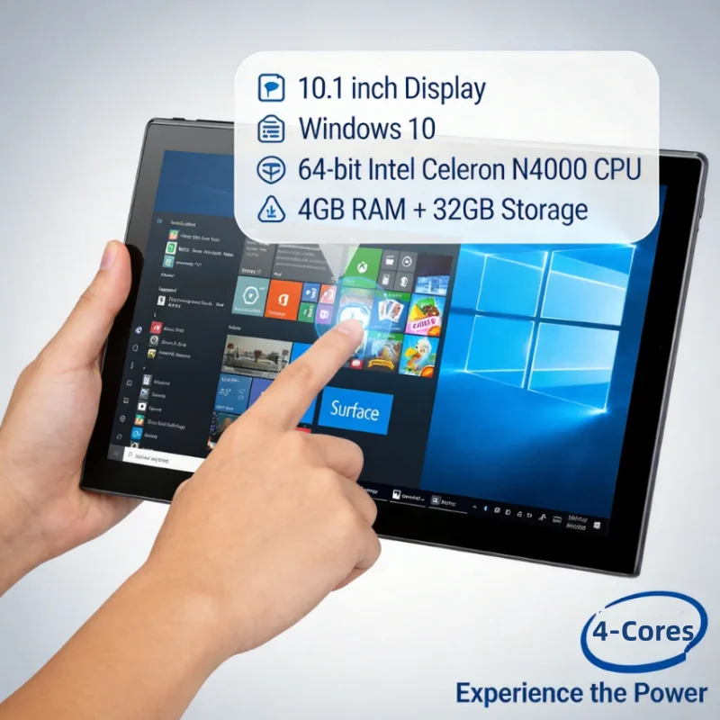 4GB DDR RAM 32GB ROM 10.1" Windows 10 Tablet PC 64bit Intel Celeron N4000 CPU WIFI Bluetooth 4.0 Dual Camera 1*USB 3.0_voghion.com