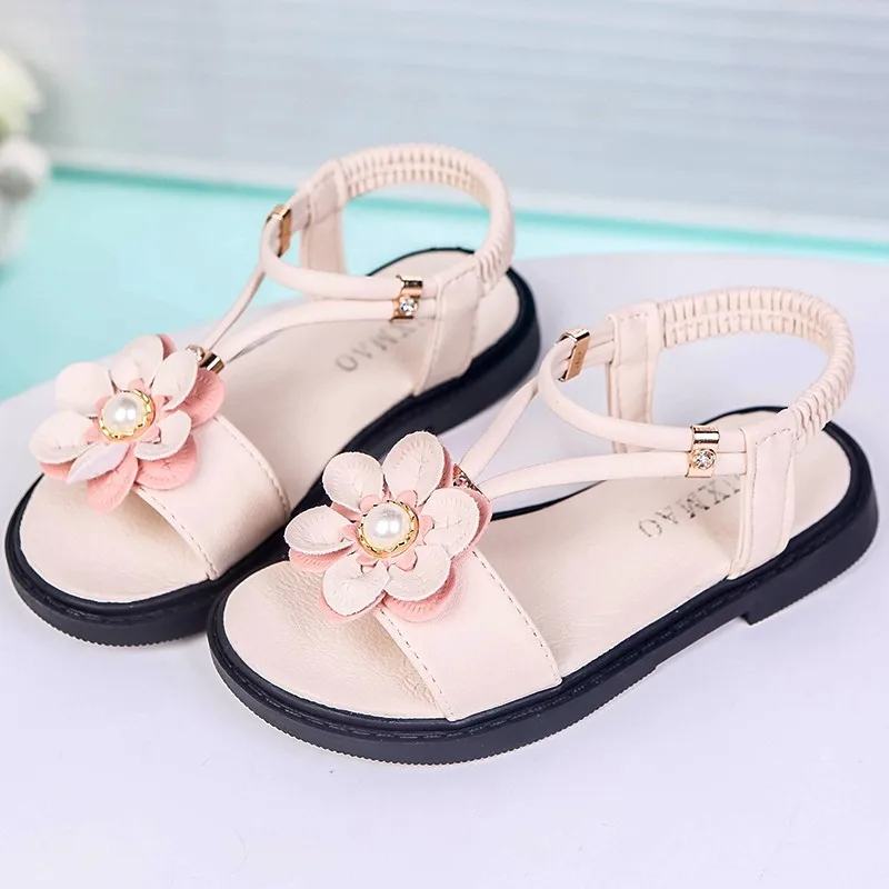 Princess Girls Sandals Soft Children's Beach Shoes Kids Flowers Summer Sandals Fashion 26-36